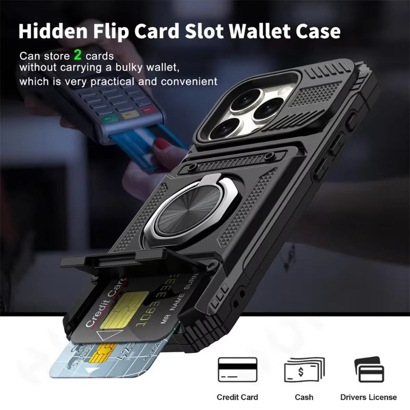 Military-Grade Magnetic Case – Heavy-Duty Drop Protection, Rotating Ring Kickstand Rugged Shockproof Design for iPhone Models