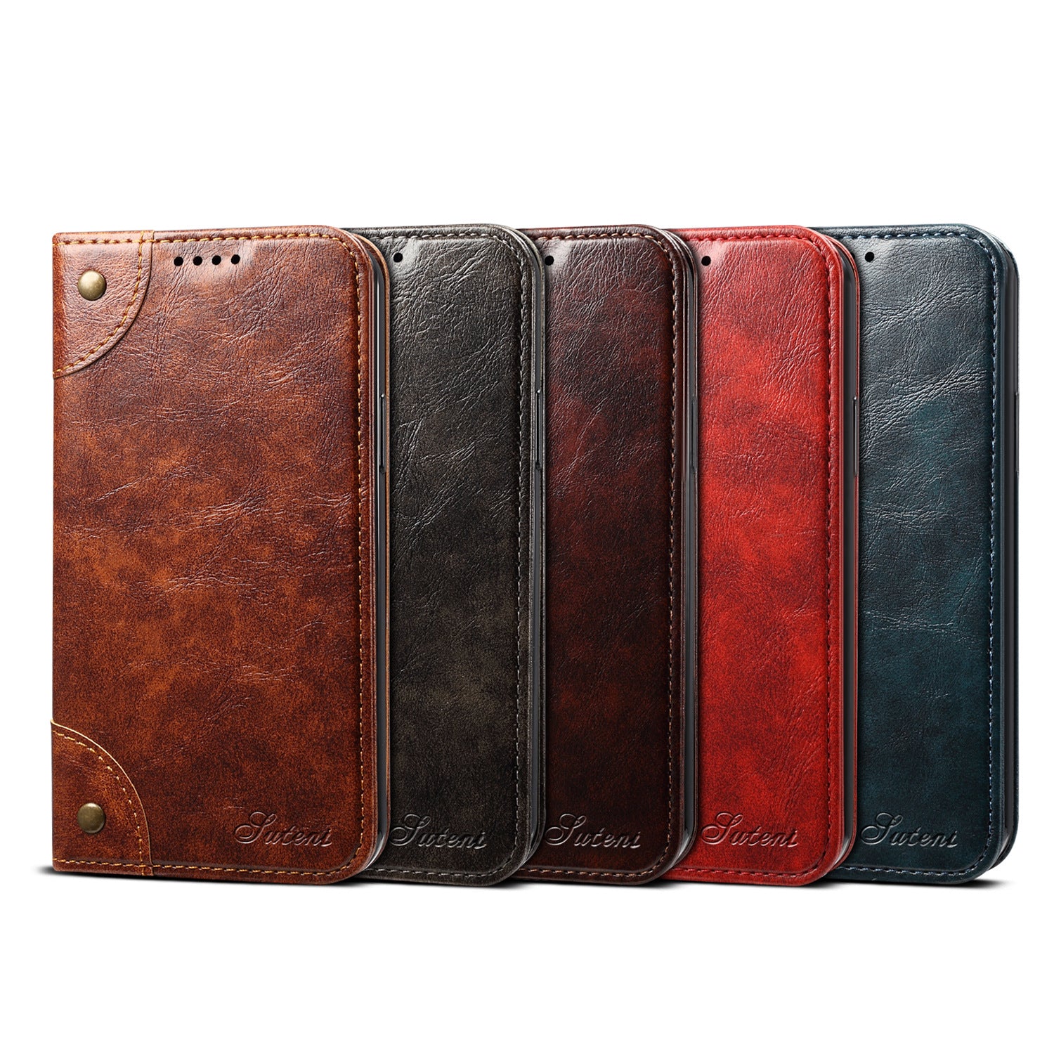 Luxury Genuine Leather Wallet Flip Case – Magnetic Closure, Card Holder, Stand Function, Shockproof Protective Cover, Classic Book-Style Design