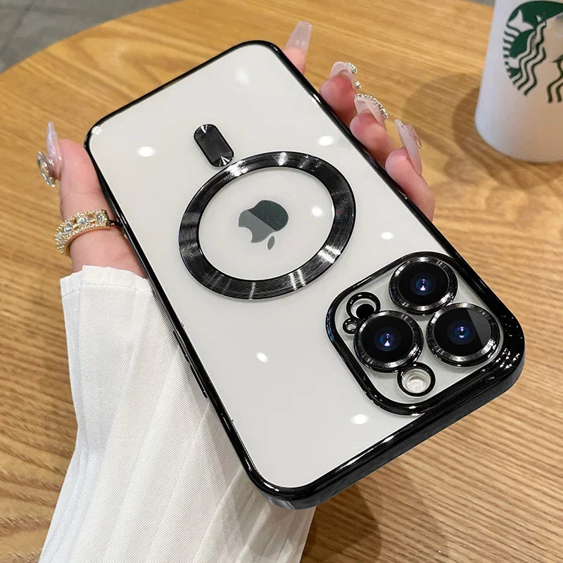 Luxury Plating MagSafe iPhone Case - Magnetic Wireless Charging, Lens Protector, Slim & Durable Phone Cover | Case for iPhone