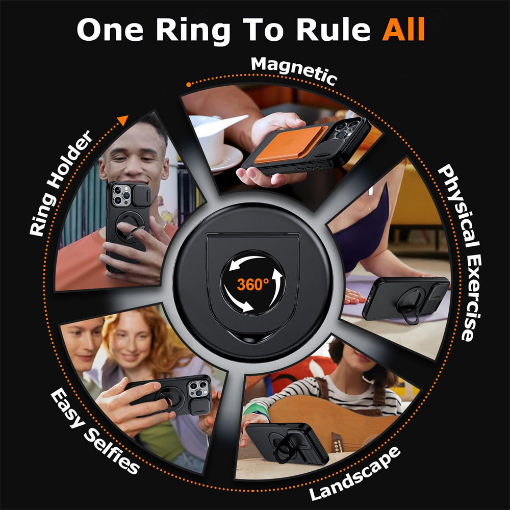 Magnetic Ring Stand Case – 360° Rotatable Shockproof Drop Protection Cover for iPhone Models