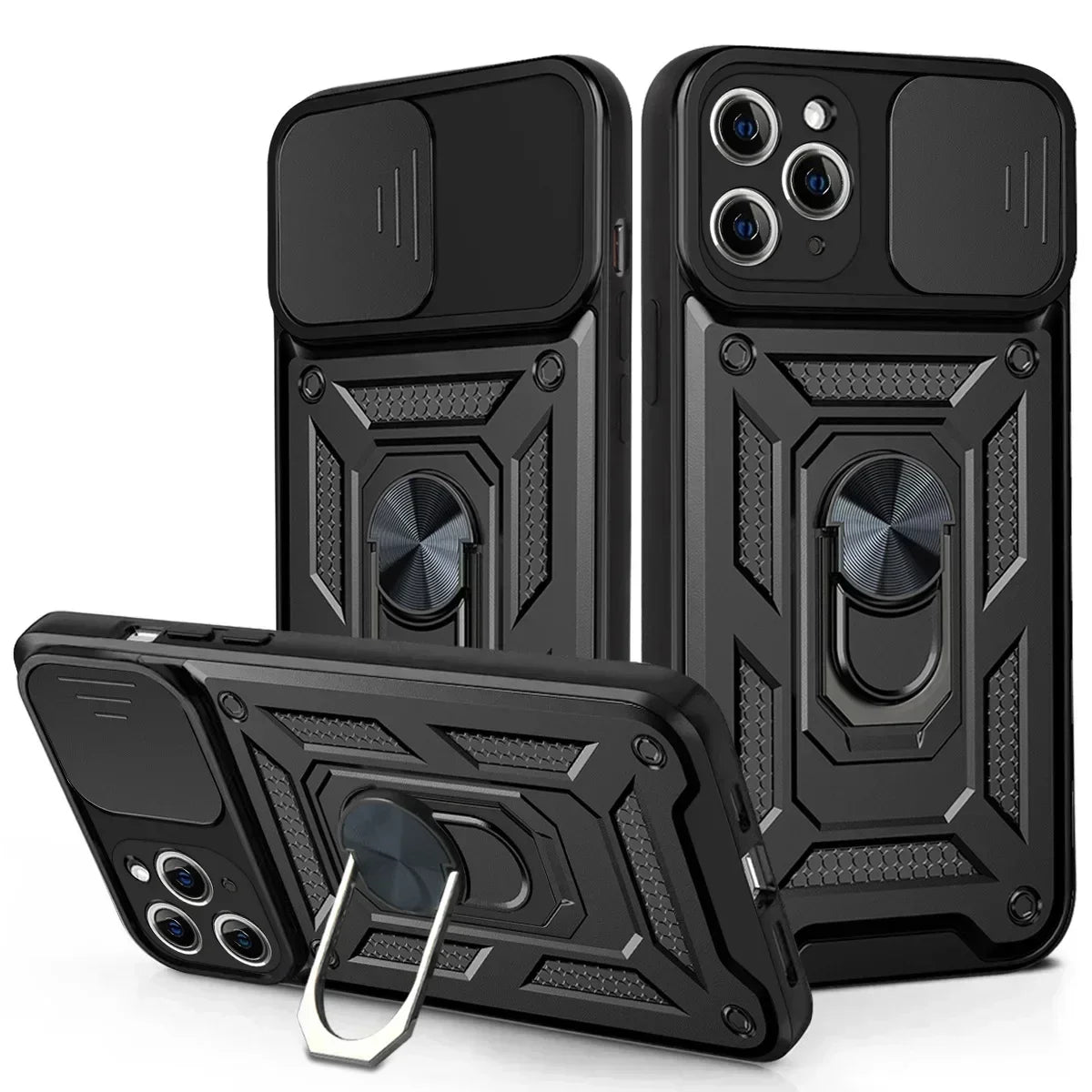 Shockproof Armor Case – Slide Camera Lens Protection, Rugged Full-Body Cover for iPhone Models