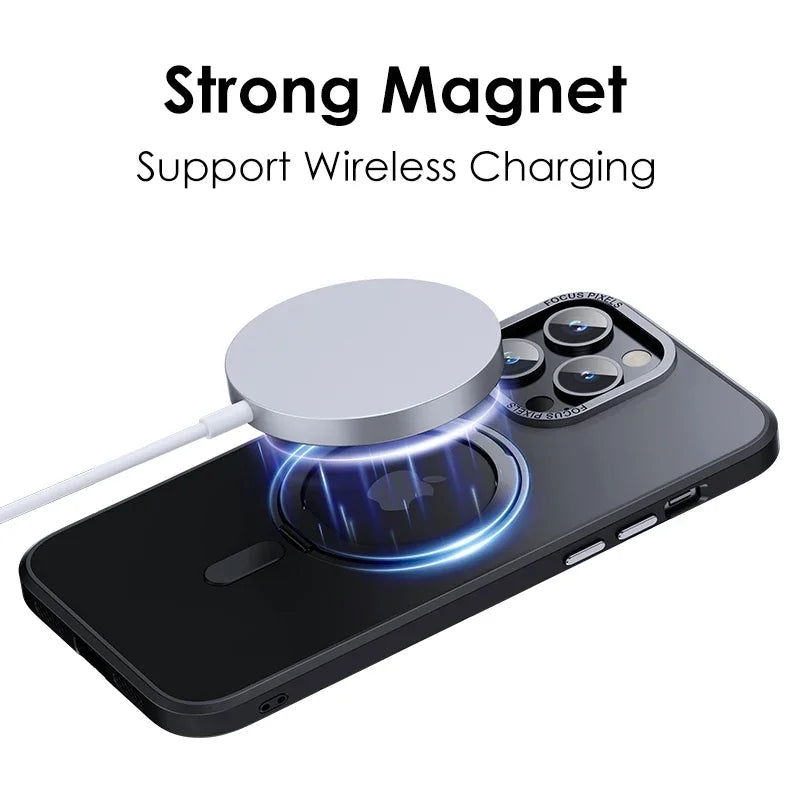 Luxury Magnetic 360° Rotating Stand Case - Frosted Transparent Cover with Ring Holder, Shockproof & Hands-Free Design | Case for iPhone