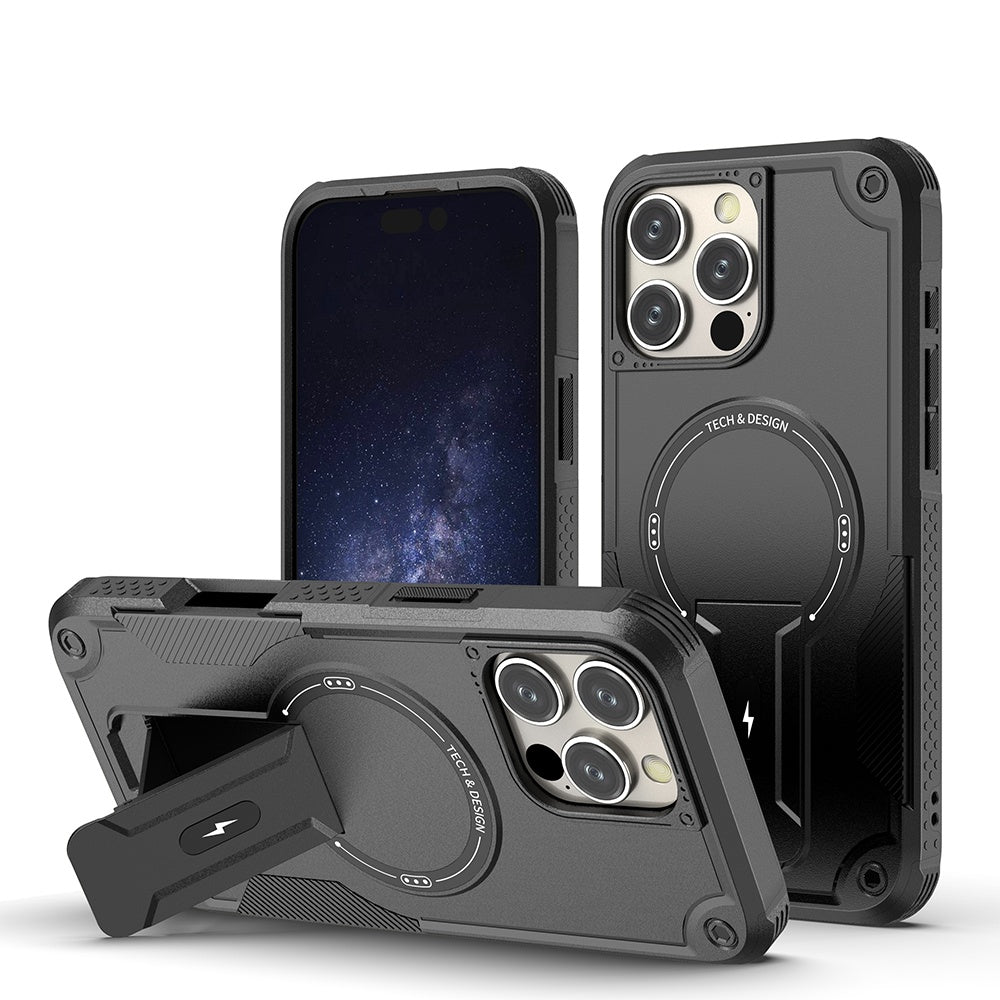 Deluxe Armor Stealth Bracket Case – Magnetic Super Fall Proof, Hard Shell with Lanyard, Heavy-Duty Protection for iPhone Models