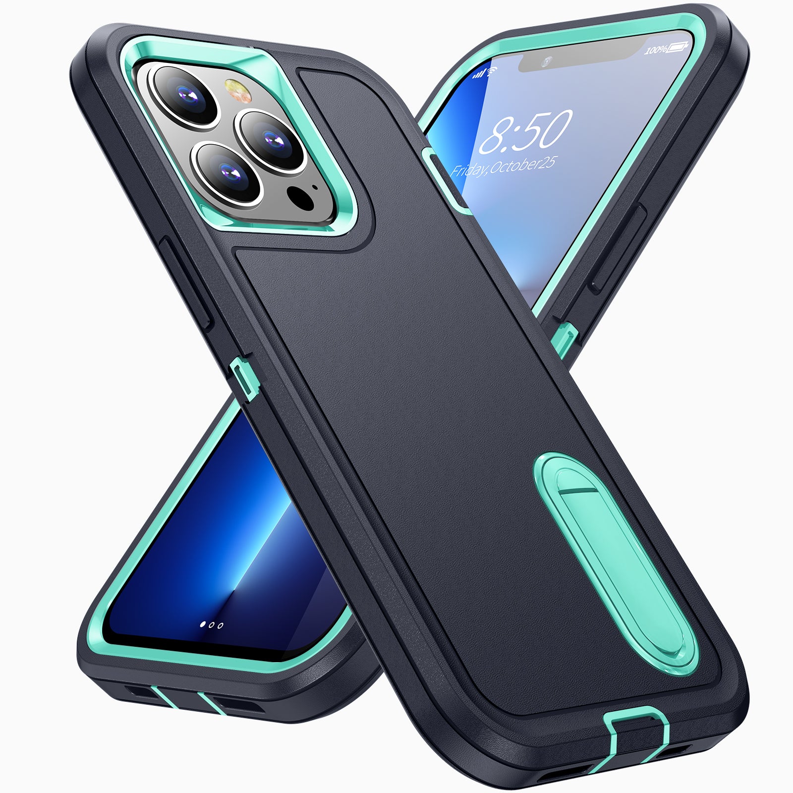 Hybrid Military-Grade Defender Case – Kickstand Full-Body Protection Cover for iPhone Models, Rugged and Shockproof Design