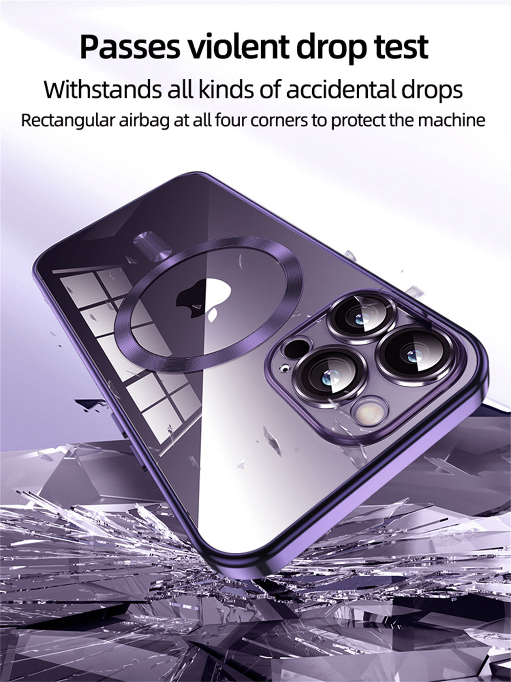 Luxury Magnetic Clear iPhone Case - Slim with Full Lens Protection, Wireless Charging Support, and Durable Plating Finish