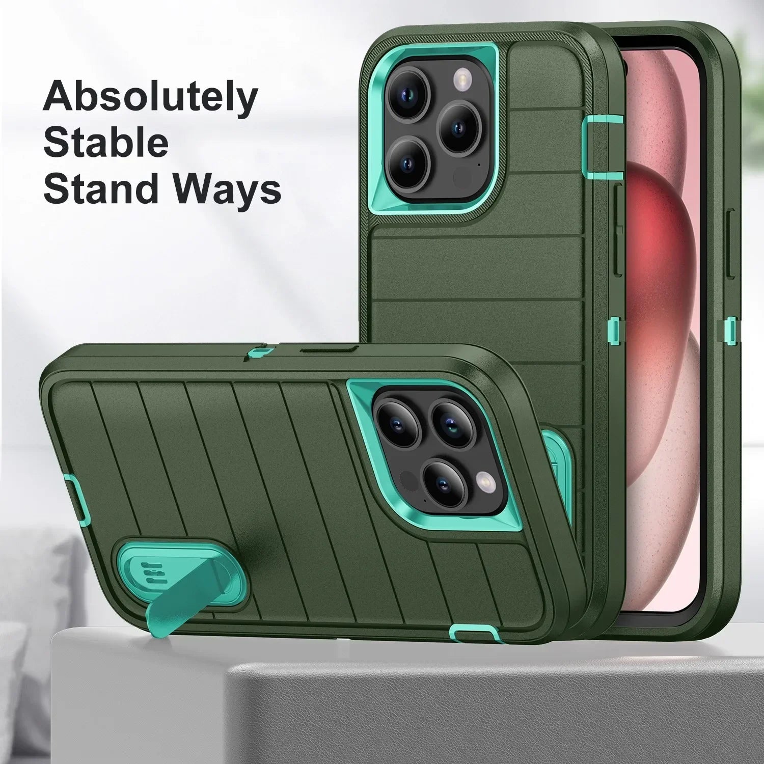 New 3-in-1 Hybrid Defender Case – Kickstand Full-Body Protection Cover for iPhone Models, Rugged and Durable Design