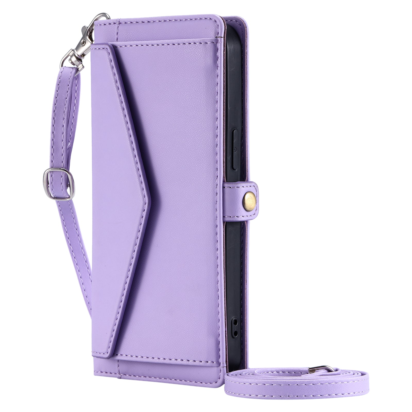 Luxury Dual-Layer Wallet Case – Flip Leather Cover with Card Slots, Photo Frame, 2 Lanyards, Shockproof Protection, and Stand Feature for iPhone