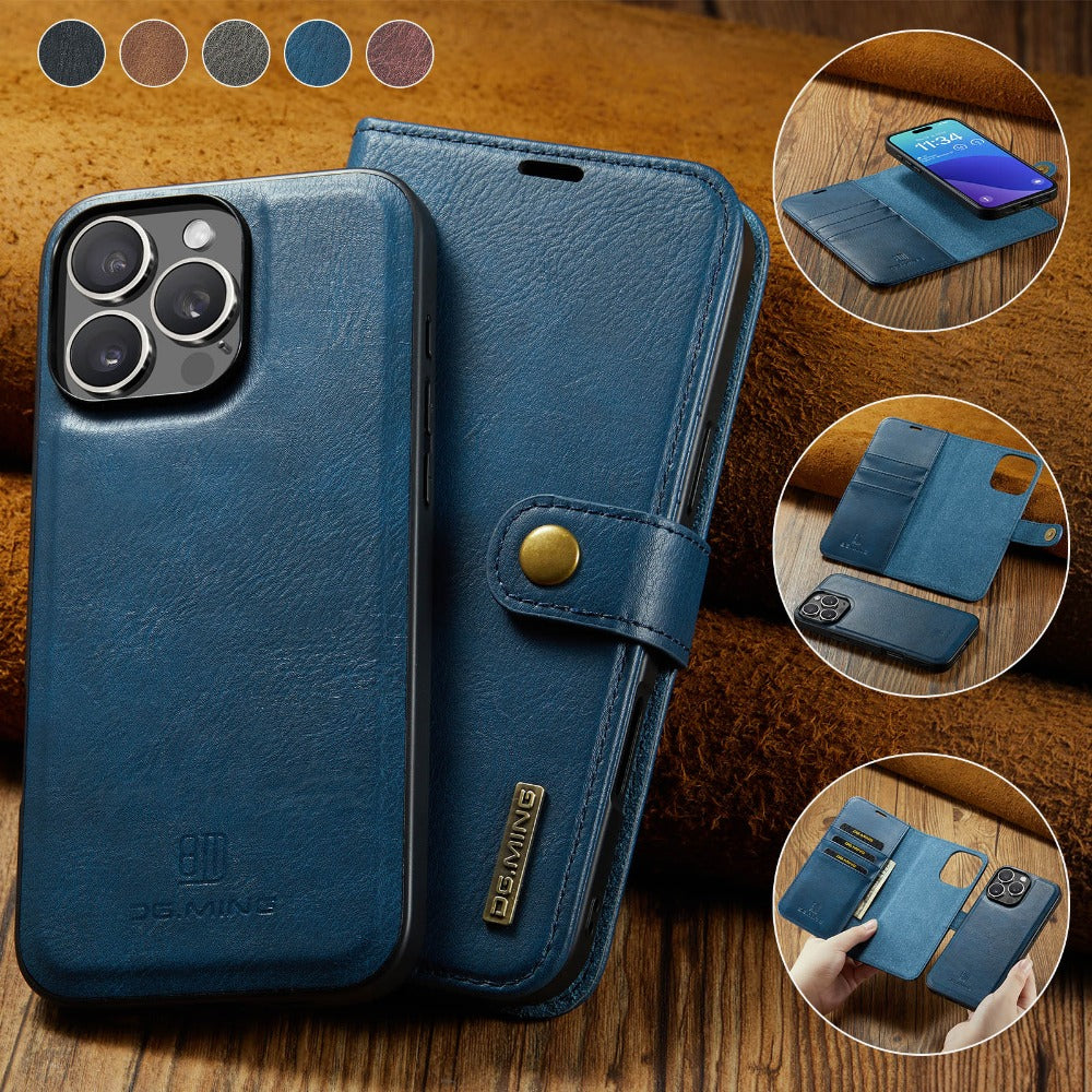 Premium Detachable Magnetic Leather Wallet Case – Card Holder, Shockproof Protection, and Stylish Flip Cover for Secure and Convenient Use