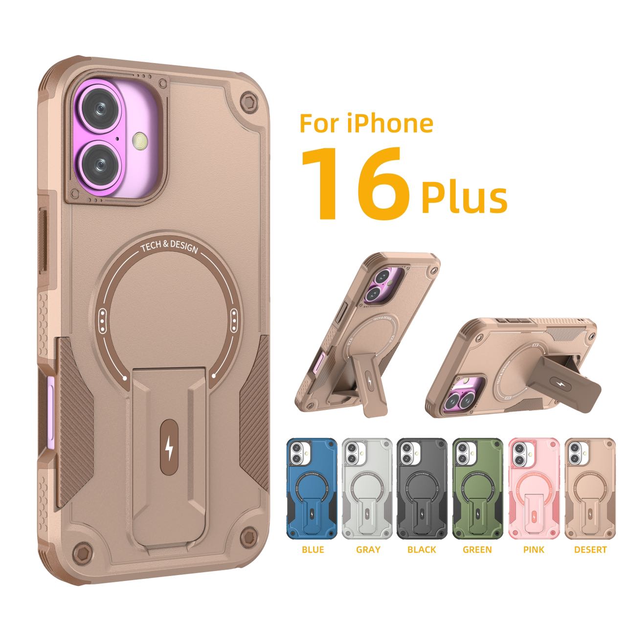 Deluxe Armor Stealth Bracket Case – Magnetic Super Fall Proof, Hard Shell with Lanyard, Heavy-Duty Protection for iPhone Models