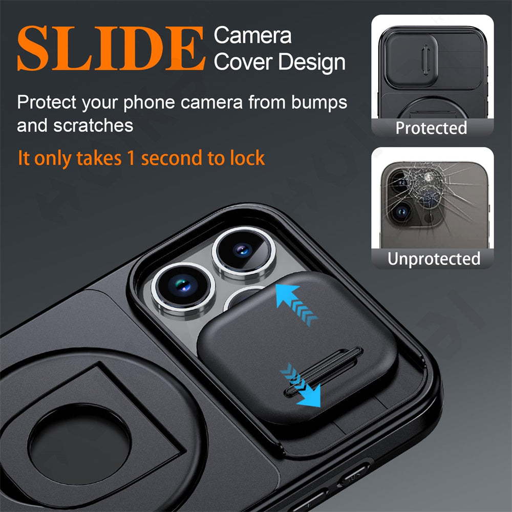 Magnetic Ring Stand Case – 360° Rotatable Shockproof Drop Protection Cover for iPhone Models