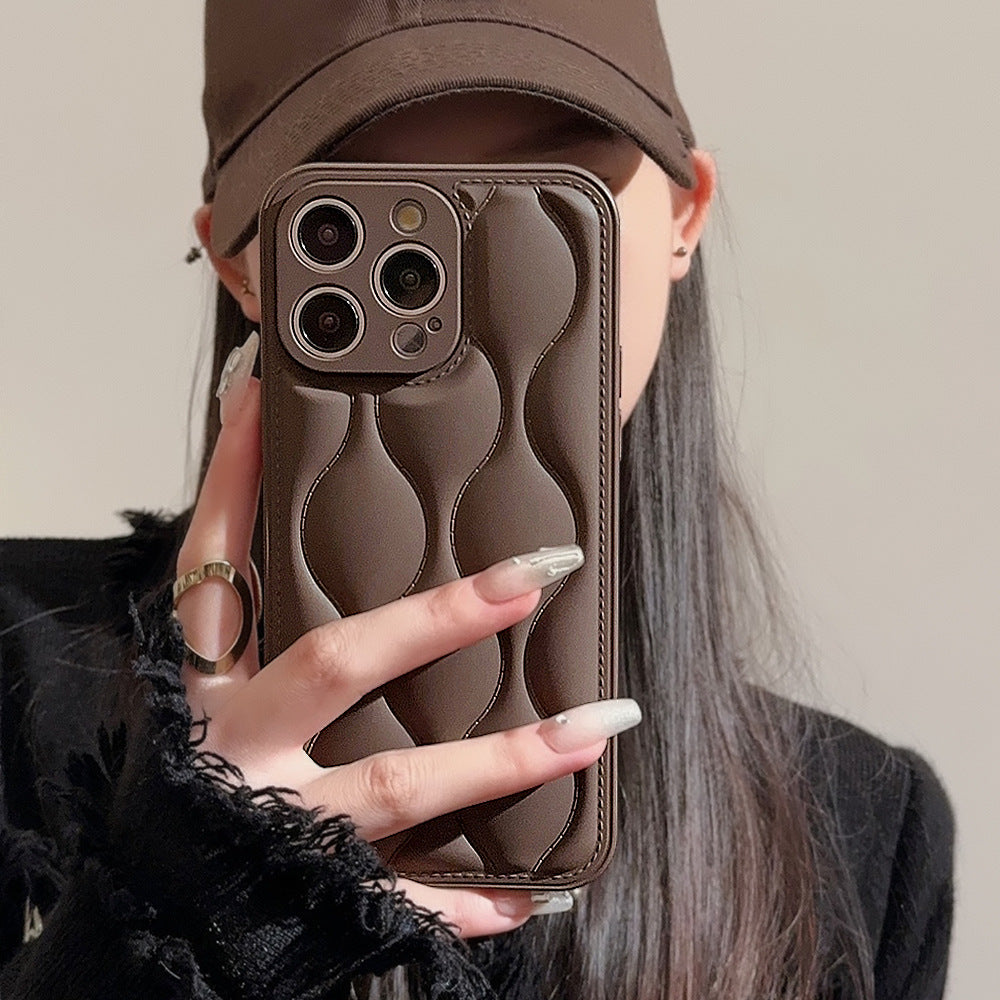 Luxury Shockproof Phone Case - Retro Chocolate Design, Simple Geometry Art, Cute and Durable Protective Cover for Daily Use