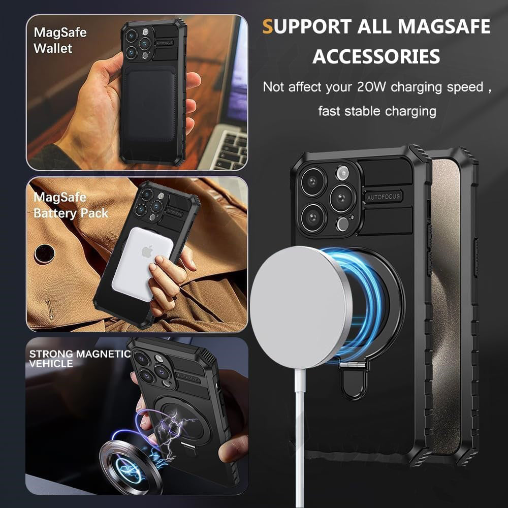 MagSafe Stand Case – Magnetic Ring Holder Protection with Kickstand Cover for iPhone Models