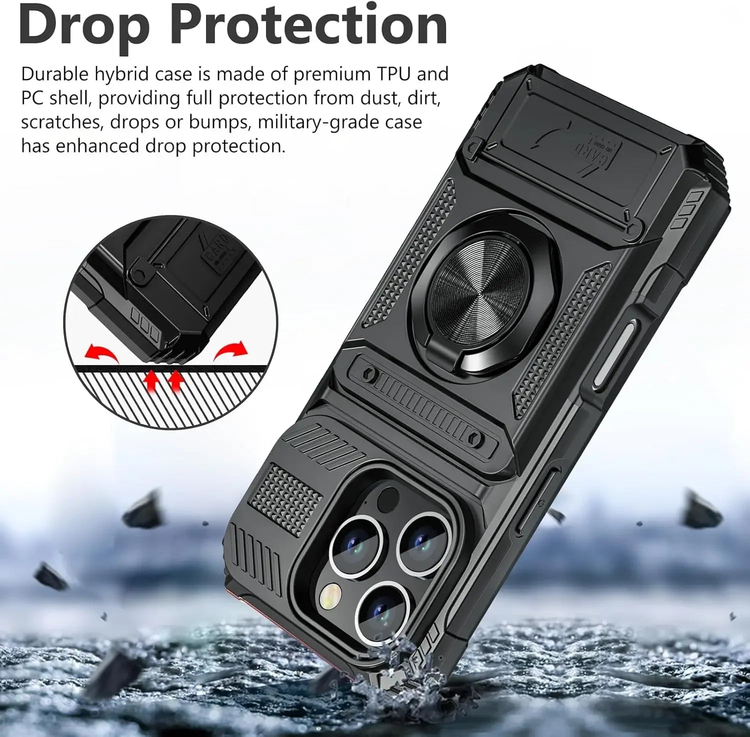 Military-Grade Magnetic Case – Heavy-Duty Drop Protection, Rotating Ring Kickstand Rugged Shockproof Design for iPhone Models