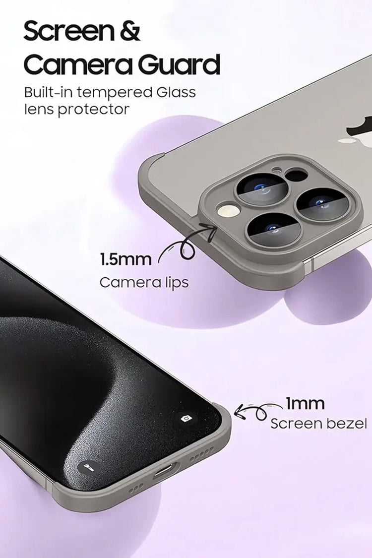 Metal Corner Pads iPhone Case – Aluminum Alloy Bumper with Camera Lens Protector, Bare Machine Design, Antifall Protection for iPhone Models