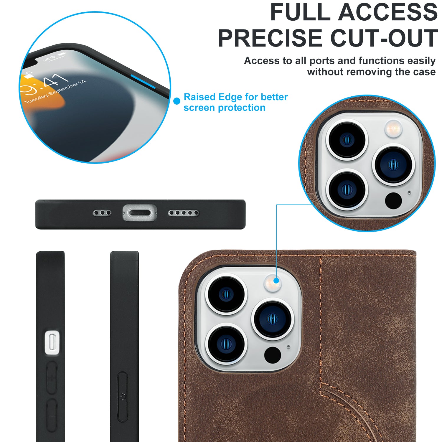 Luxury Magnetic Leather Wallet Case – MagSafe Wireless Charging, Card Slot, Stand Feature, Premium Protection, Stylish & Durable Cover