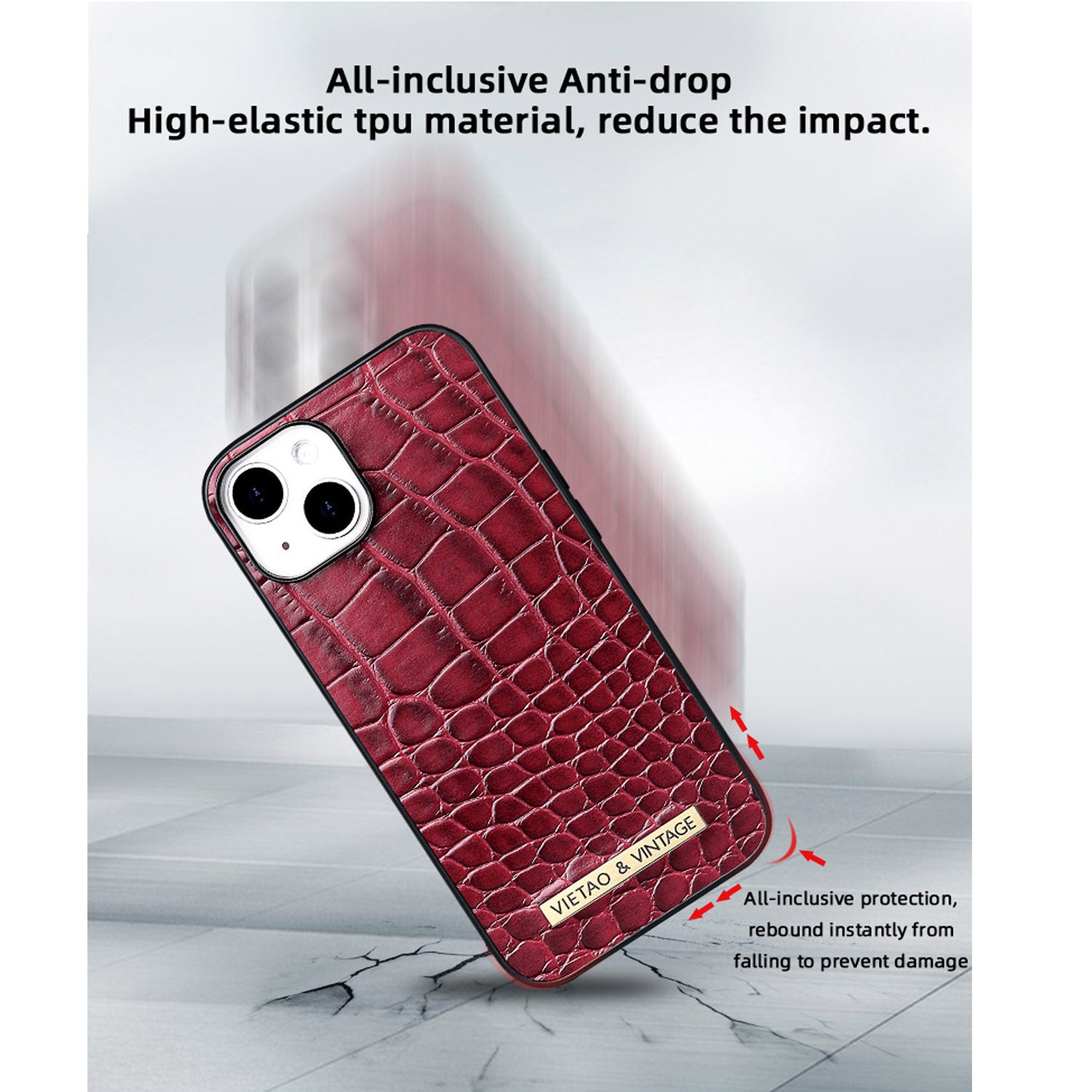 Luxury Crocodile Pattern Leather iPhone Case - Business Style, Shockproof, Durable Bumper Cover