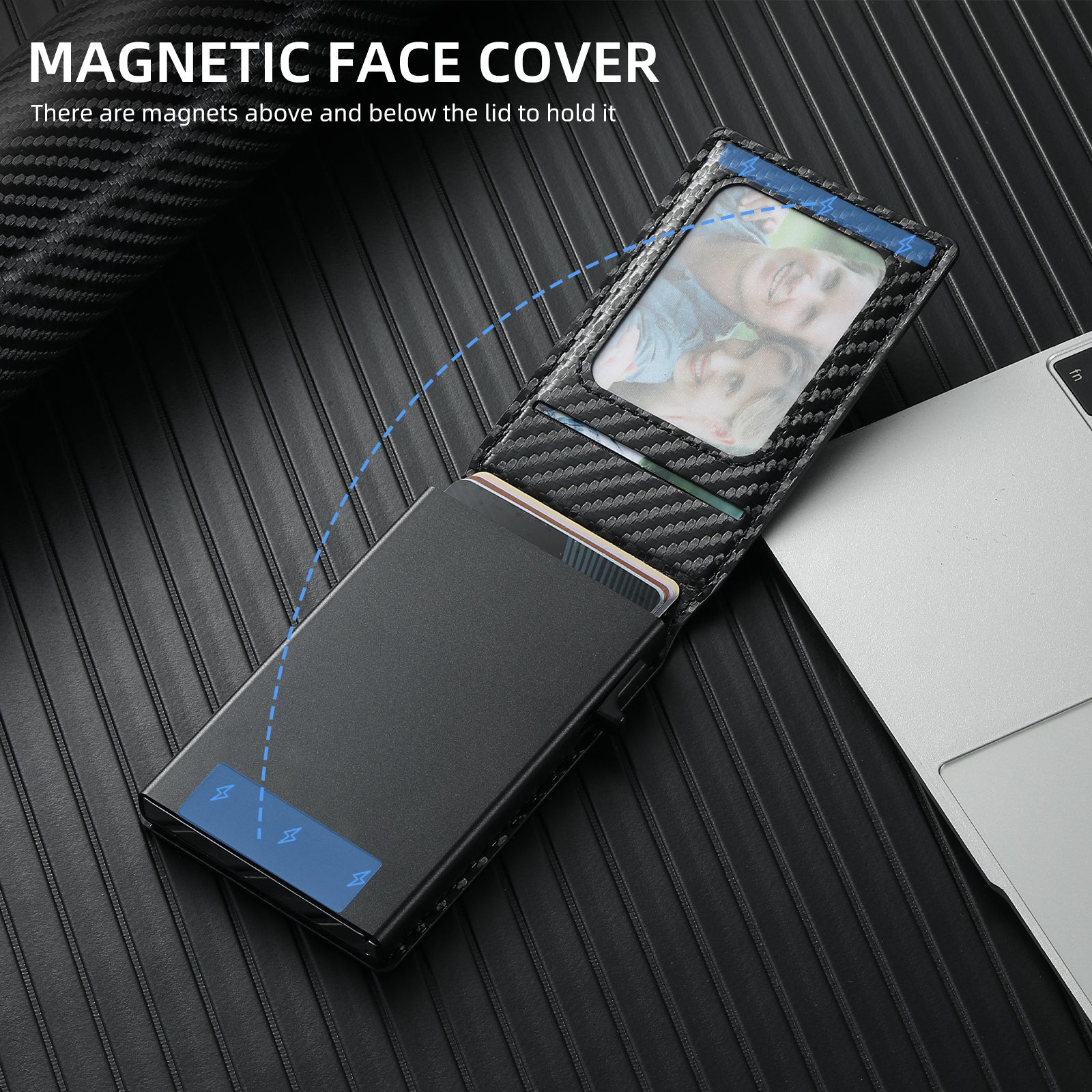 Carbon Fiber Texture Detachable Leather iPhone Case – Magnetic Wallet, Card Holder, Shockproof Protection, Stylish & Durable