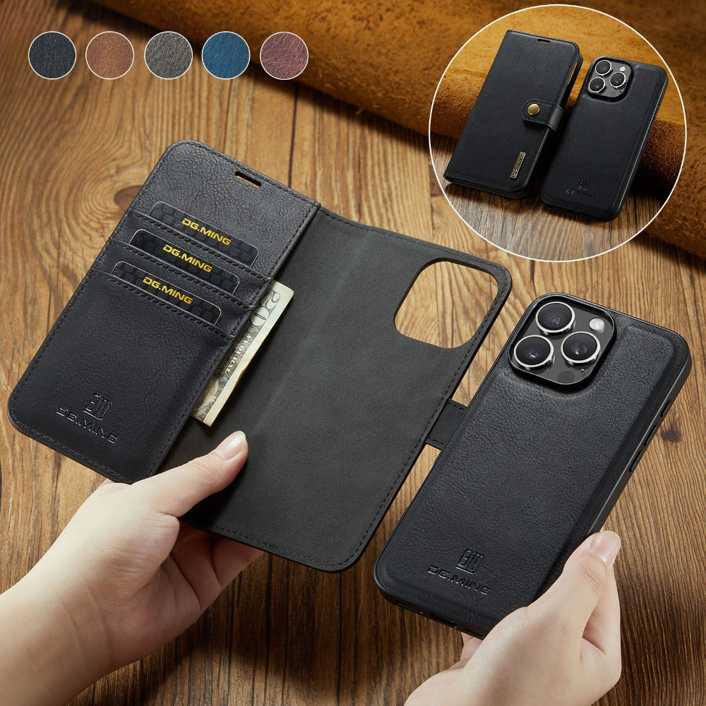 Premium Detachable Magnetic Leather Wallet Case – Card Holder, Shockproof Protection, and Stylish Flip Cover for Secure and Convenient Use