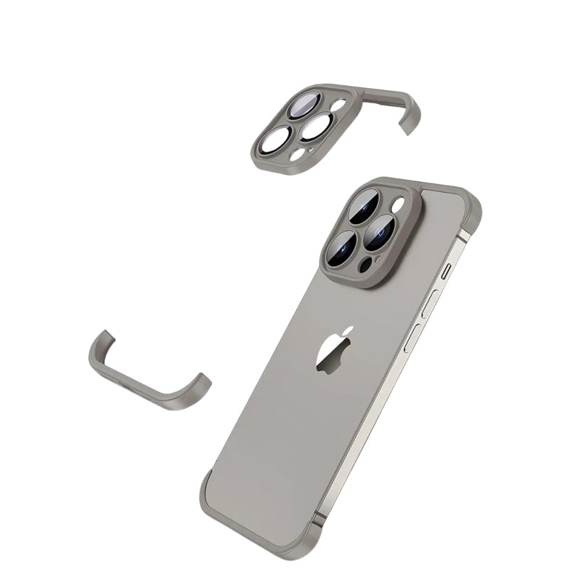 Metal Corner Pads iPhone Case – Aluminum Alloy Bumper with Camera Lens Protector Antifall Protection for iPhone Models