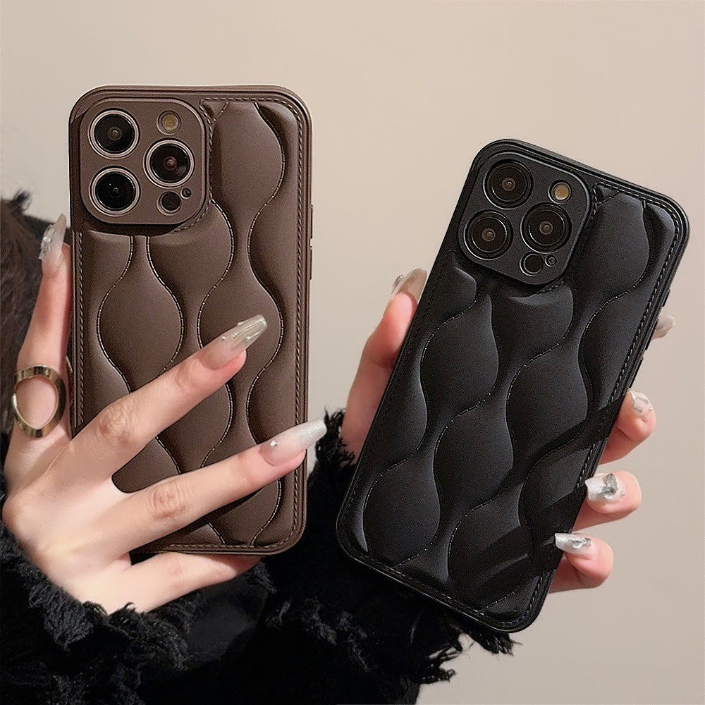 Luxury Shockproof Phone Case - Retro Chocolate Design, Simple Geometry Art, Cute and Durable Protective Cover for Daily Use