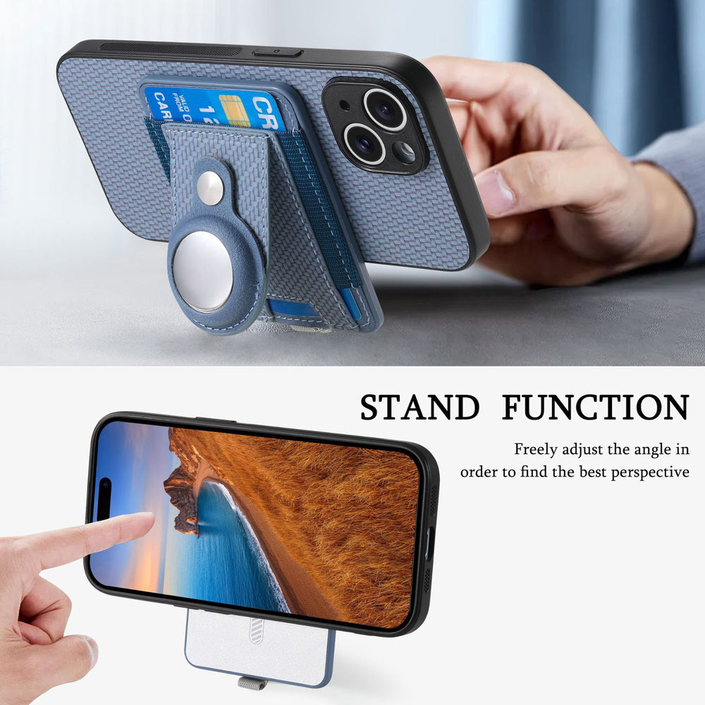 Luxury 2-in-1 Detachable Wallet Case for iPhone Magnetic Card Slot, Airtag Holder, Wireless Charging Stand Premium Protection