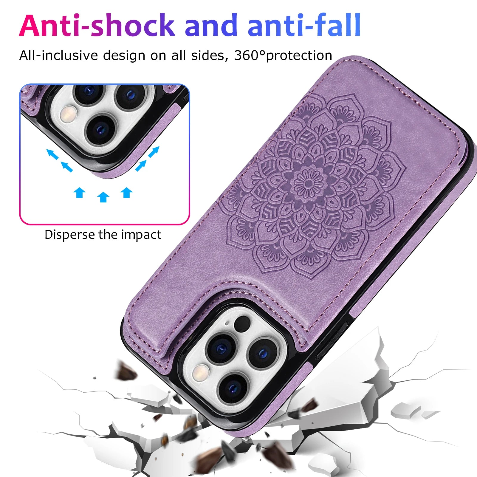 Luxury Wallet Datura Double Buckle iPhone Case – Magnetic Flip, Card Slot, Protective & Stylish Leather Cover | Case for iPhone