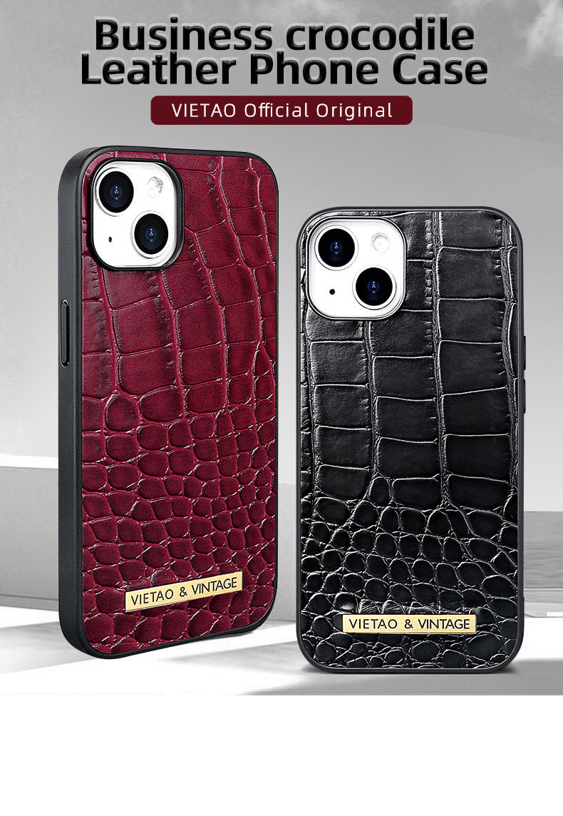 Luxury Crocodile Pattern Leather iPhone Case - Business Style, Shockproof, Durable Bumper Cover