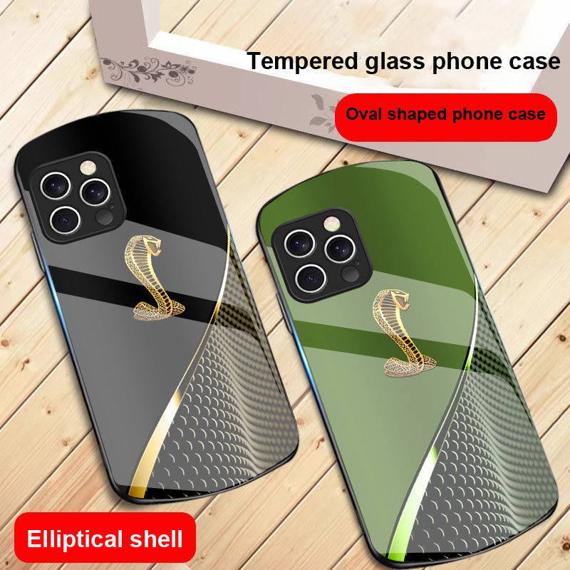 Premium Gradient Golden Snake Tempered Glass Phone Case – Stylish, Durable Protection for iPhone Models