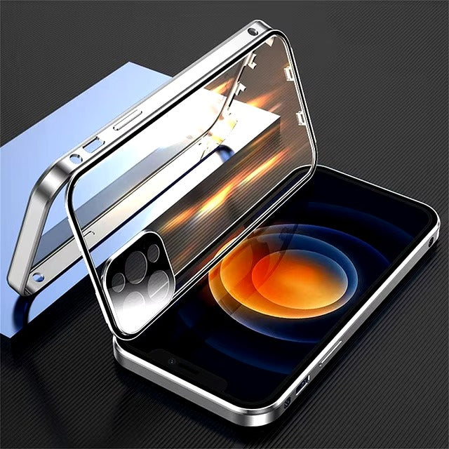 Luxury 360° Full Protection Magnetic iPhone Case – Metal Frame, Double-Sided Glass, Snap Lock Design, Shockproof Bumper Cover | Case for iPhone