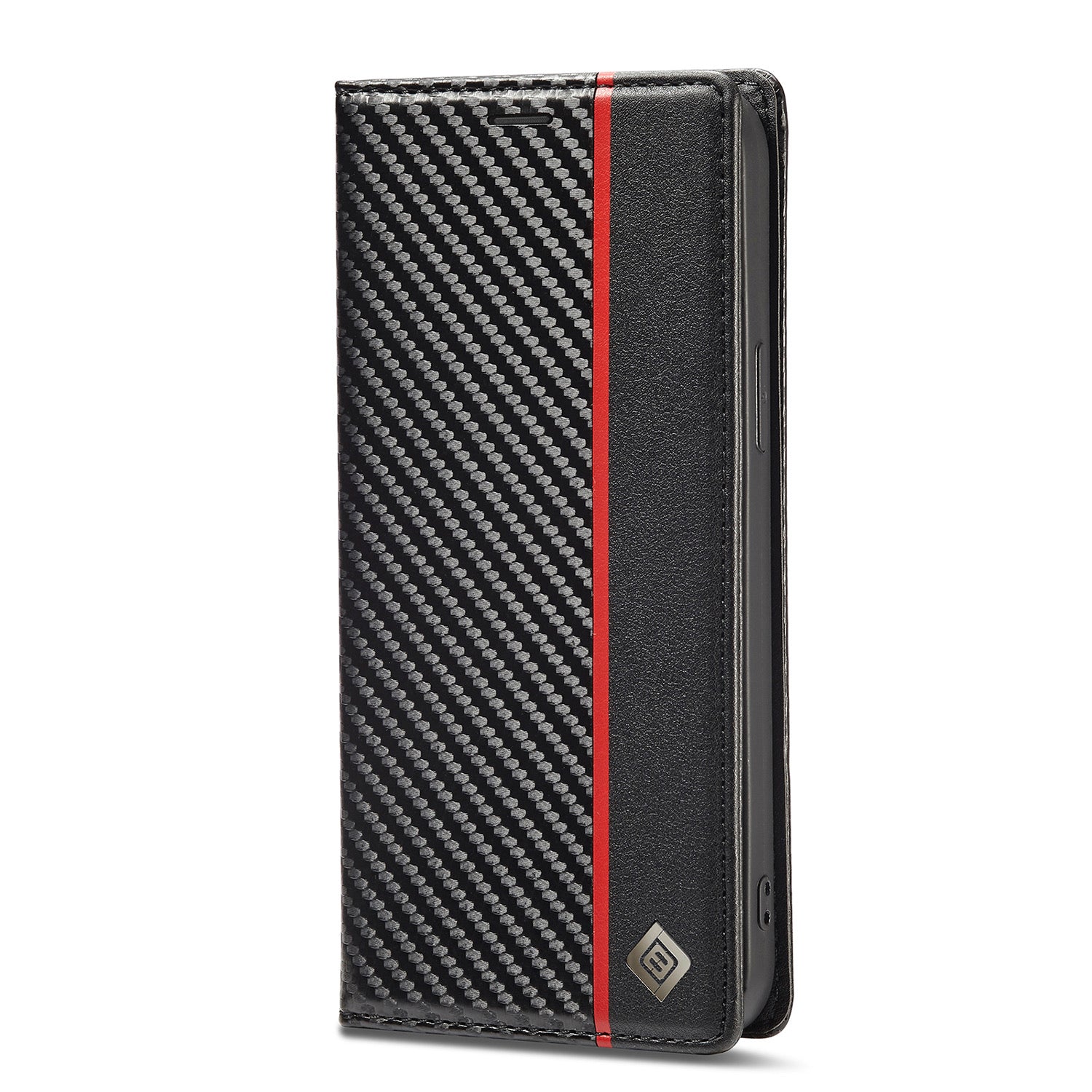 Luxury Carbon Fiber Leather Wallet iPhone Case – Magnetic Flip Cover, Card Holder, Shockproof Protection, Stylish & Durable for iPhone