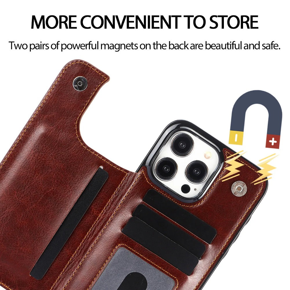 Luxury Wallet Flip Phone Case – PU Leather Cover with Card Slots, Secure Magnetic Closure, and Full Protection for Ultimate Convenience