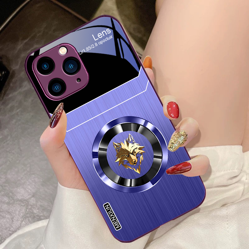 Luxury Aperture Wolf Green & Rose Purple Tempered Glass Phone Case Stylish Cover for iPhone Scratch-Resistant, Durable Design