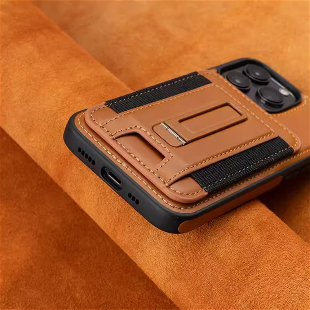 Luxury Detachable Wallet Leather Case – Magnetic Card Slot, Shockproof Protection, Hollow Logo Back Cover, Premium Design for iPhone Models