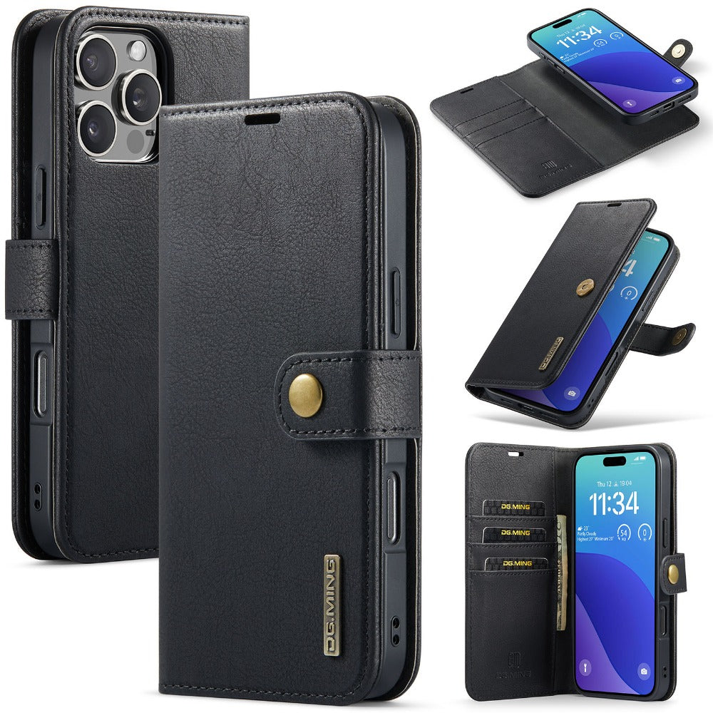 Premium Detachable Magnetic Leather Wallet iPhone Case – Card Holder, Shockproof Protection, and Stylish Flip Cover for Secure and Convenient Use