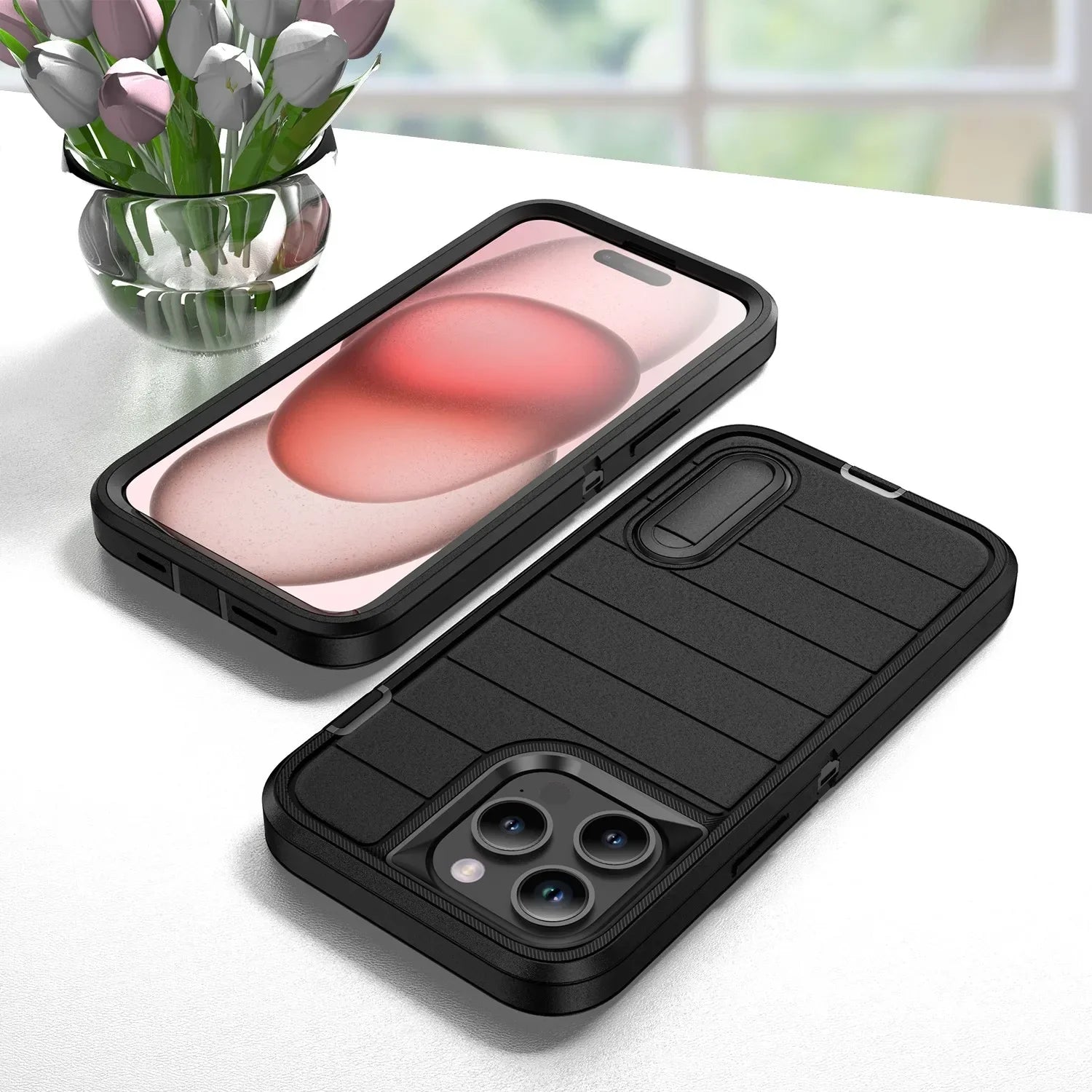 New 3-in-1 Hybrid Defender Case – Kickstand Full-Body Protection Cover for iPhone Models, Rugged and Durable Design