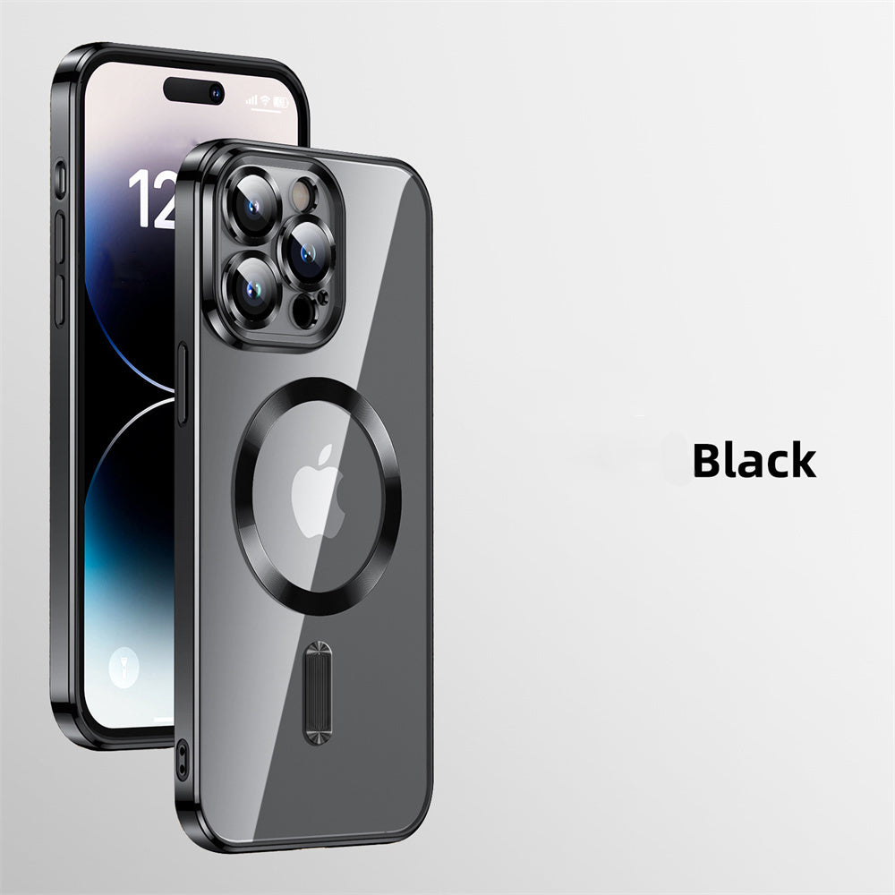 Luxury Magnetic Clear iPhone Case - Slim with Full Lens Protection, Wireless Charging Support, and Durable Plating Finish