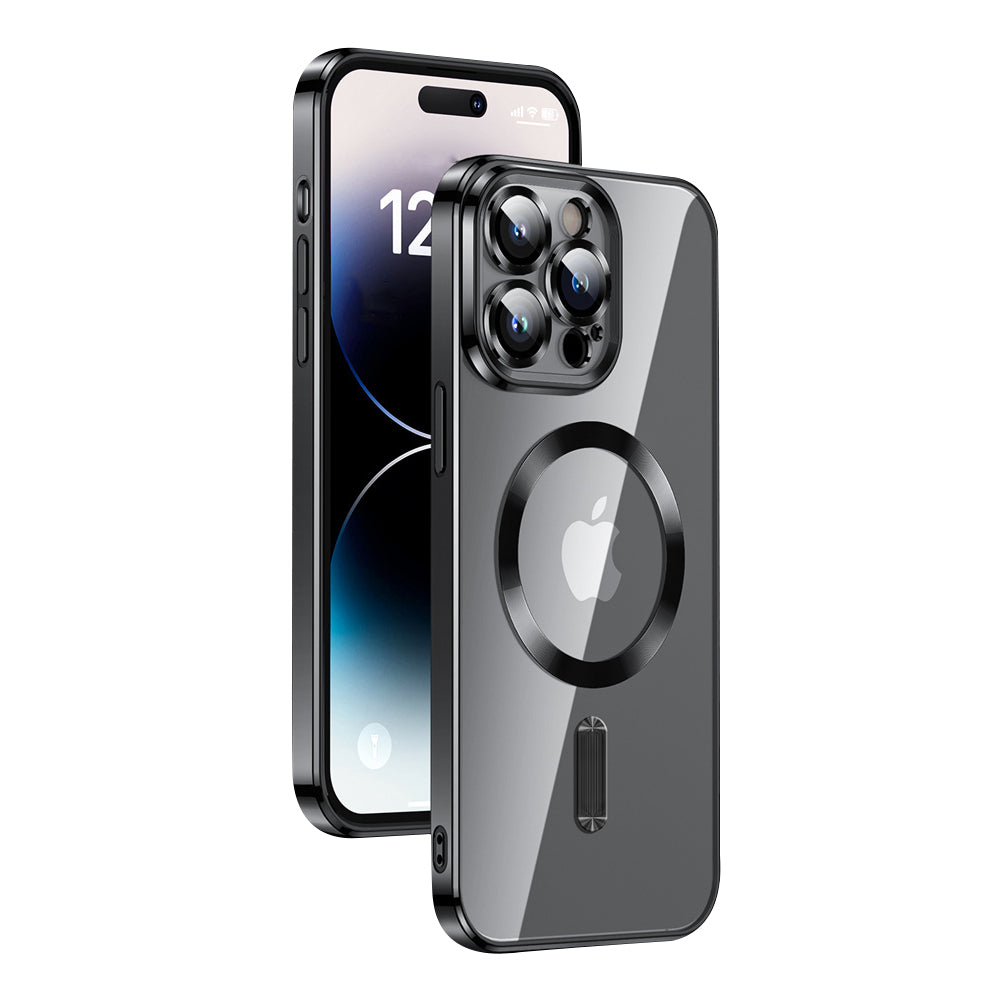 Luxury Magnetic Clear iPhone Case - Slim with Full Lens Protection, Wireless Charging Support, and Durable Plating Finish