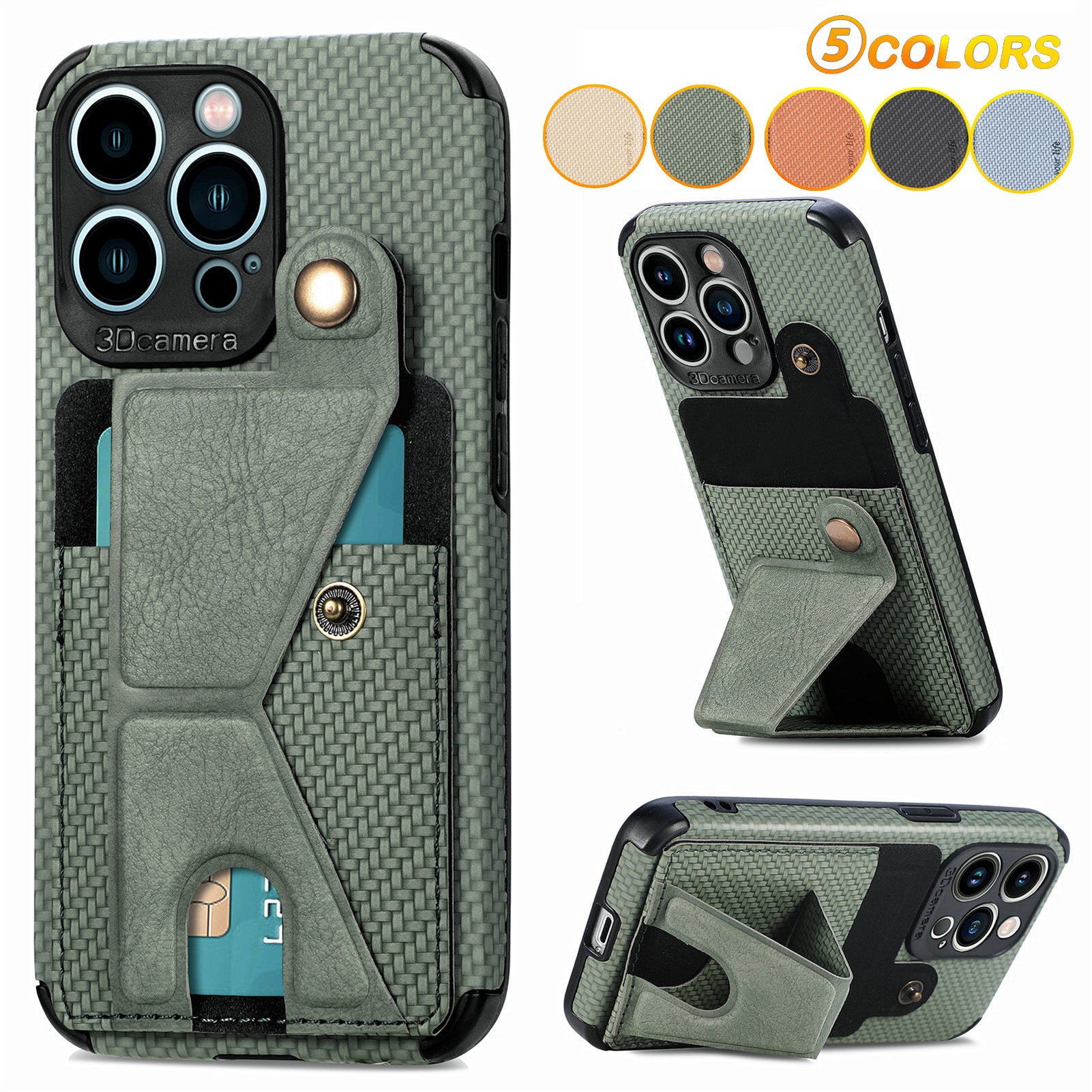 Carbon Fiber Wallet Flip iPhone Case – Premium Leather, Card Holder, Shockproof Protection, Magnetic Closure, Sleek & Durable Design for iPhone