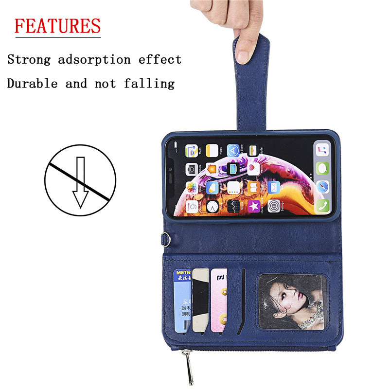 Luxury Magnetic Detachable Wallet Case – Premium Leather Flip Cover, Card Slots, Handbag Design, Stand Feature for iPhone