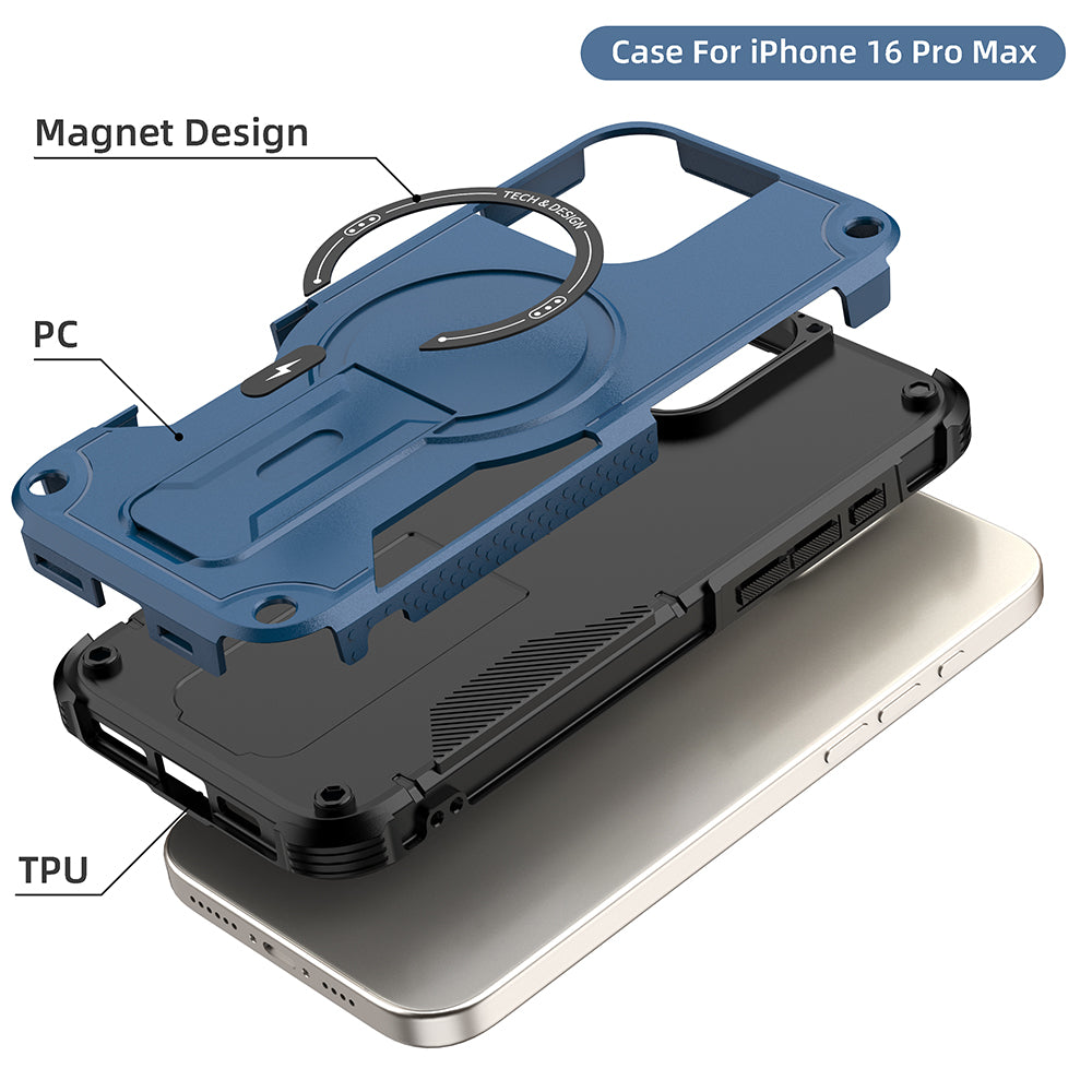 Deluxe Armor Stealth Bracket Case – Magnetic Super Fall Proof, Hard Shell with Lanyard, Heavy-Duty Protection for iPhone Models