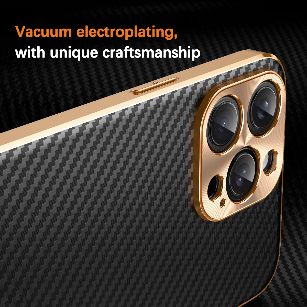 Luxury Carbon Fiber Textured Leather iPhone Case - Shockproof, Alloy Metal Lens, Plating Design, Durable, Slim Fit Protection