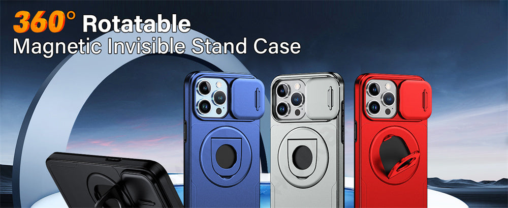 Magnetic Ring Stand Case – 360° Rotatable Shockproof Drop Protection Cover for iPhone Models